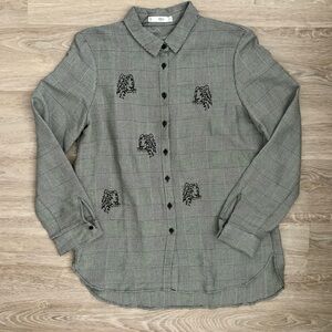 Mango Gray Plaid Shirt